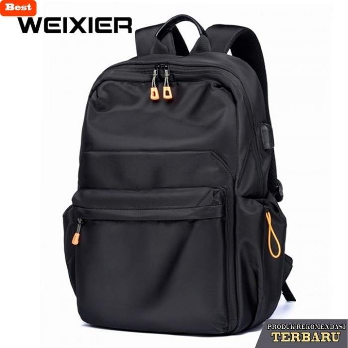 tas ransel pria murah berkualitas WEIXIER B671 Tas Ransel Pria Anti Air Laptop Backpack Bag - Black