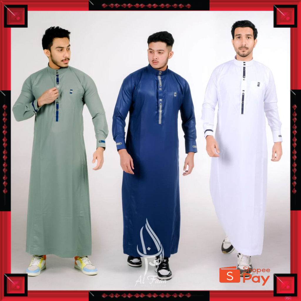 [PREMIUM ORIGINAL] Jubah Pria Slimfit Gamis Pria Jubba Al faan Aplikasi Motif Embos Jubah Mewah Juba