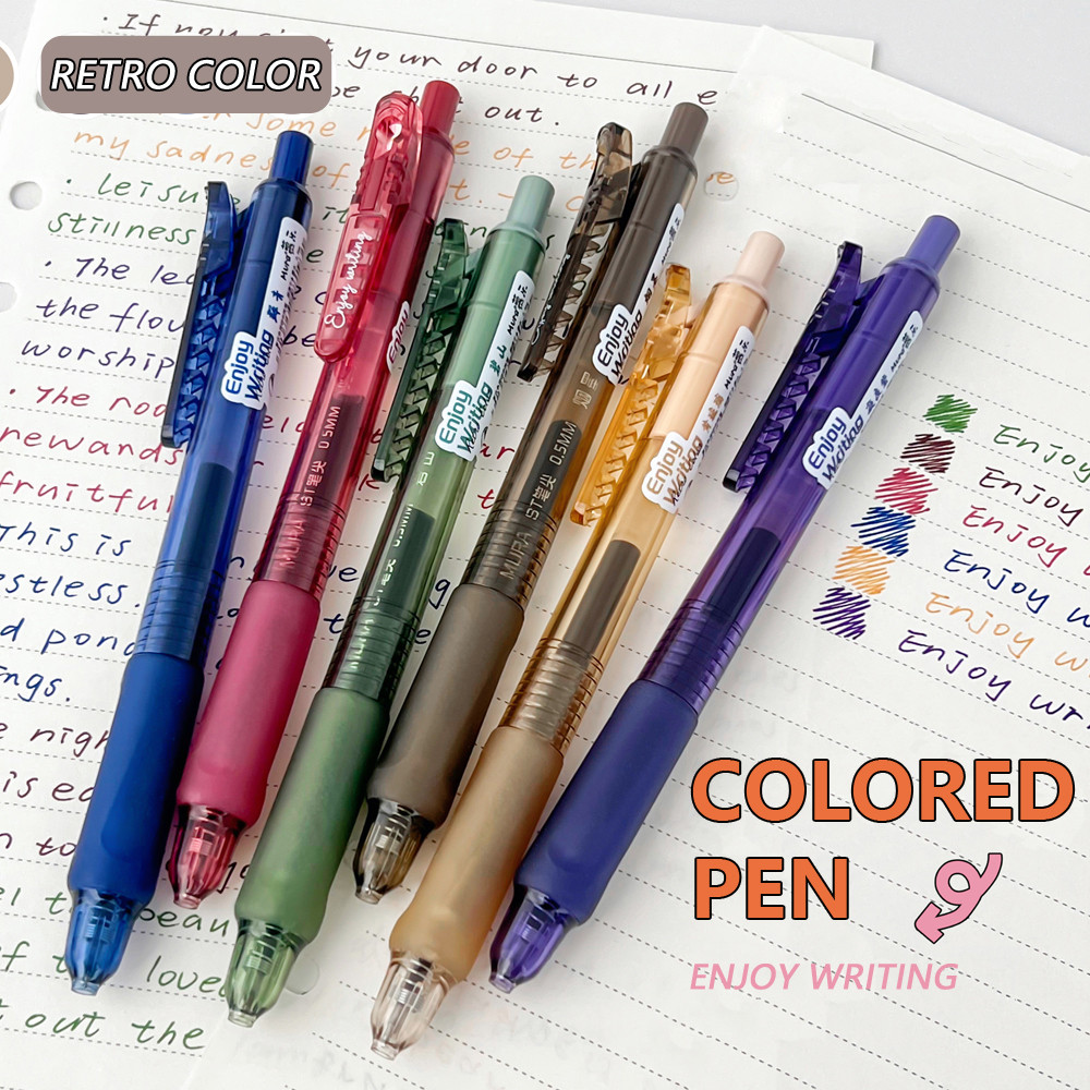 

6 Colors/Set Retro Colored Gel Ink Pen 0.5mm Soft Writing Pens for Journaling Diary Note Drawing Painting Student Stationery