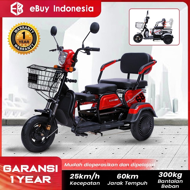 【Baru di tahun 2024】Sepeda roda tiga listrik/Sepeda listrik/Sepeda motor roda 3/skuter untuk lansia