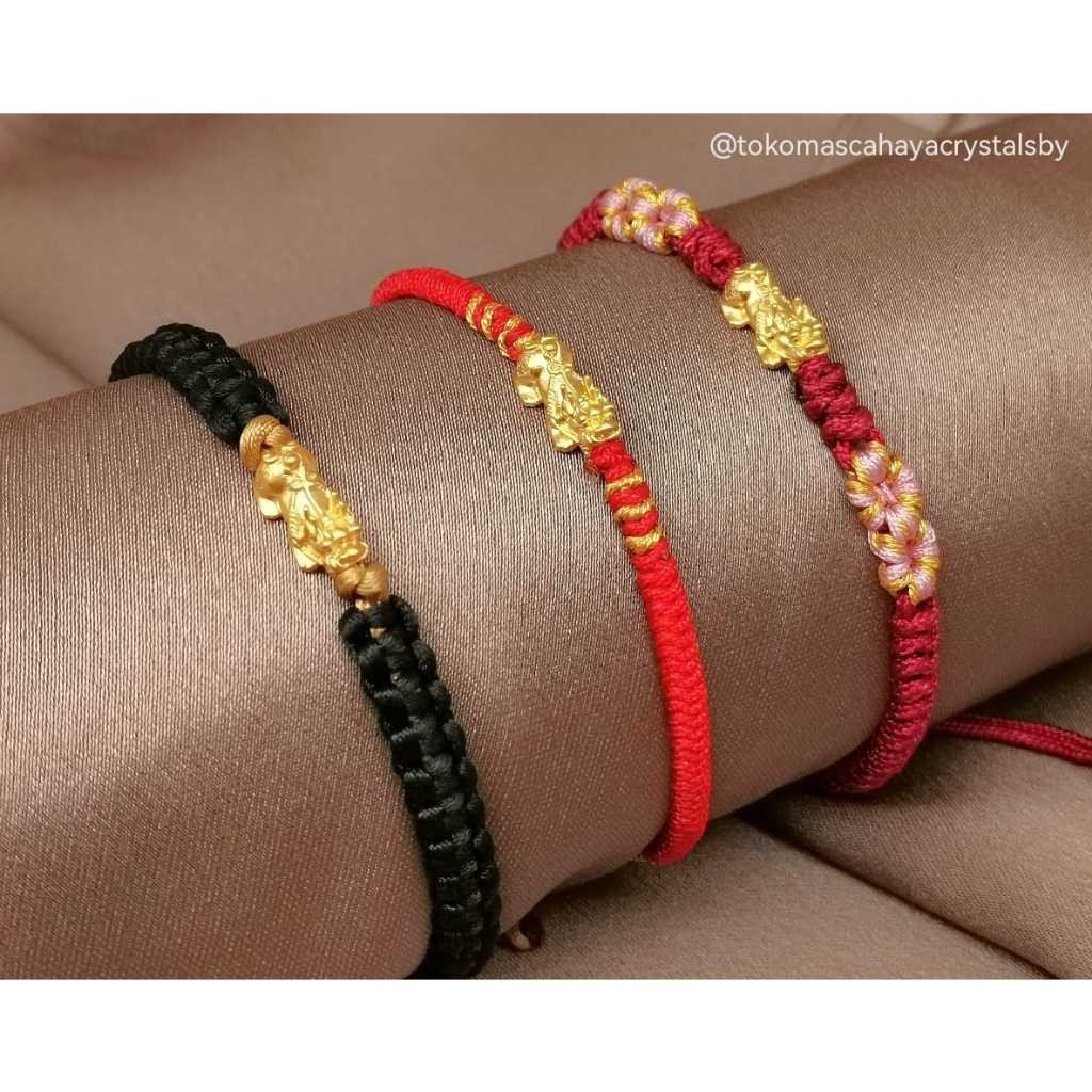 Gelang Tali Emas Charm Dragon/ Naga / Pixiu / Jilin 24K HK Hongkong 999% - Gold Bracelet