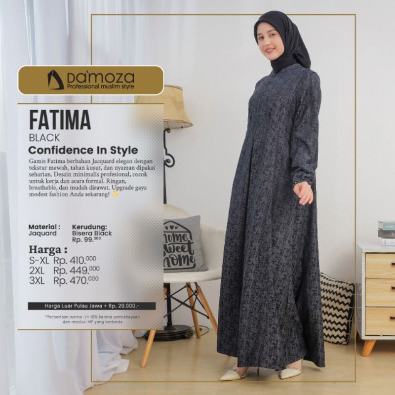 Damoza Fatima NEW Black | Damoza Fatima Burgundy | Damoza Fatima Brown| Gamis Dewasa Premium | Gamis