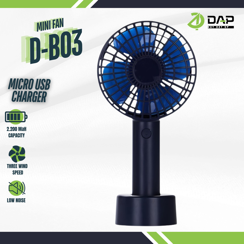 

DAP Kipas Angin Mini Genggam Portabel D-B03 mini fan 3-Speed 2200 mAh - Garansi 1 Tahun