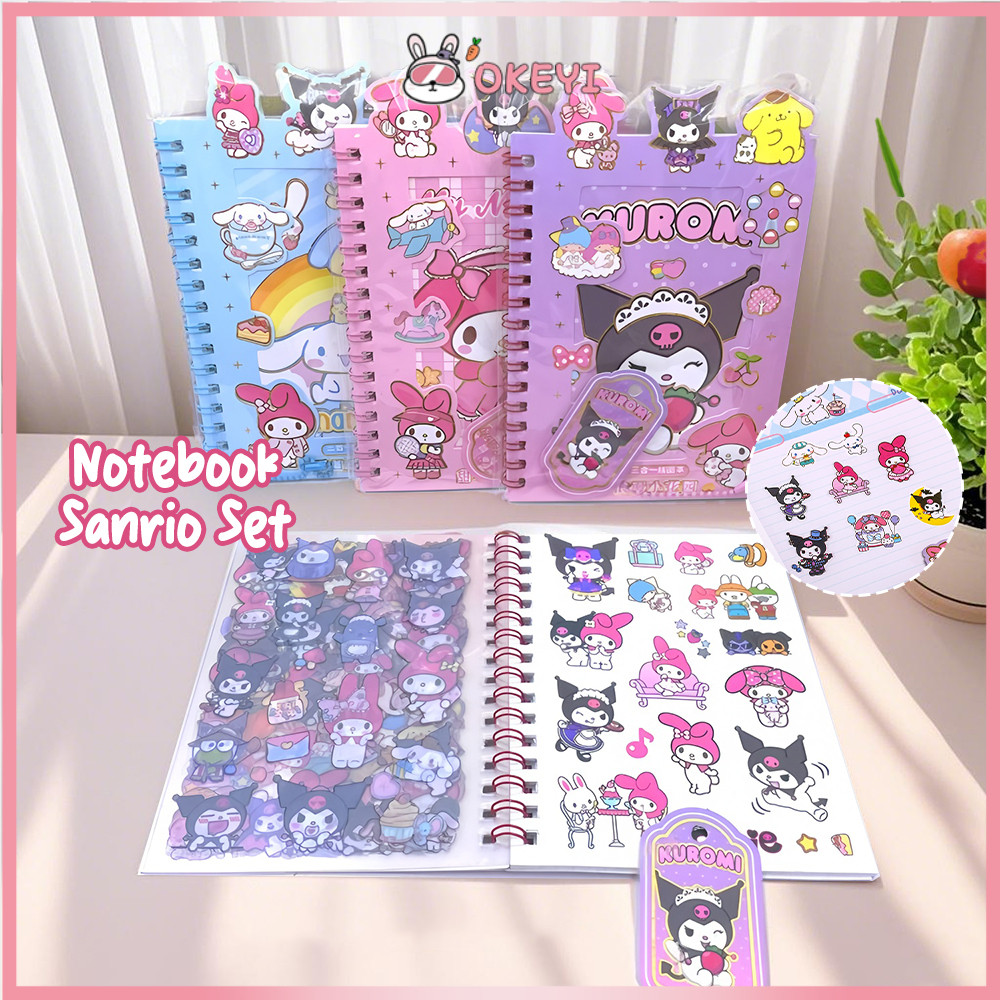 

OKEYI Note Book Ring Quicksand Stiker Buku Catatan Diary Dekorasi Stiker Anak