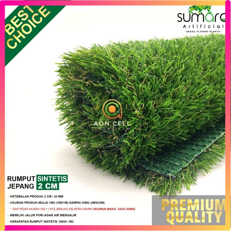 Rumput Sintetis Rumput Plastik Rumput Palsu Jepang 2 cm 1x1m Dekorasi