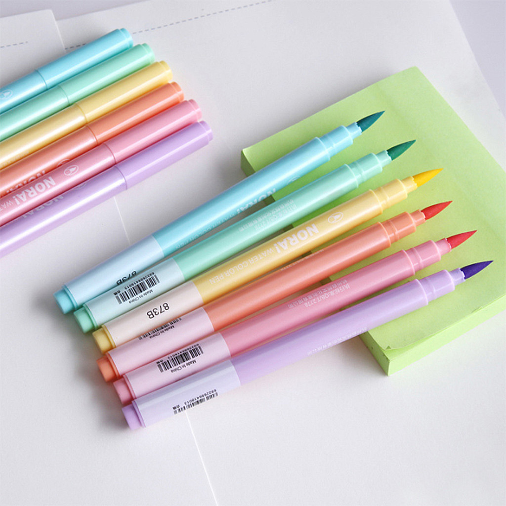 

6Pcs/set Color Macaron Highlighter Pen Soft Tip Drawing Highlighters Cute Stationery School Supplies