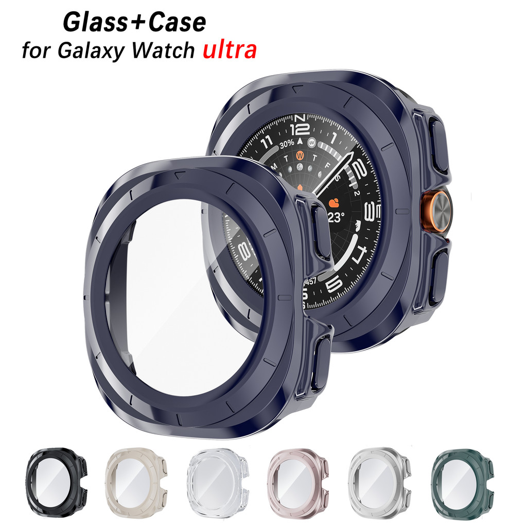Glass+Case for Samsung Galaxy Watch 7 Ultra 47mm Tempered Film Screen Protector Bumper Cover for Sam