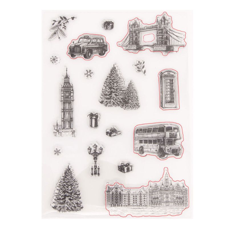 

1pc Bus Bridge Transparent Stamp Transparent Silicone Stamp DIY Scrapbooking Rubber Coloring Embossed Diary Decoration Reusable