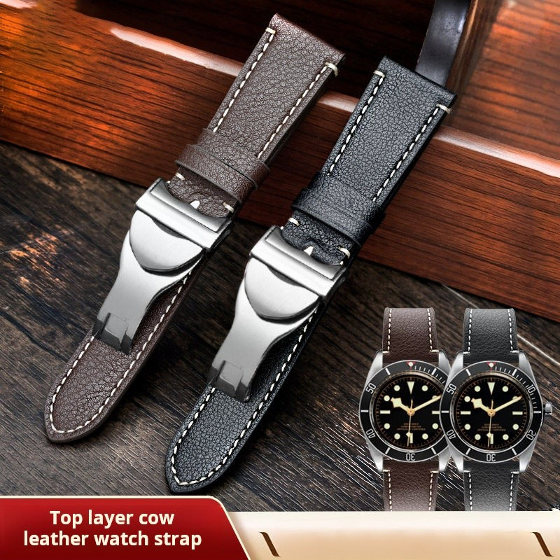 20mm 22mm For Tudor Black Bay 1958 39mm 41mm Gmt Pelagos Strap Men Leather Wat-band Dark brown busin
