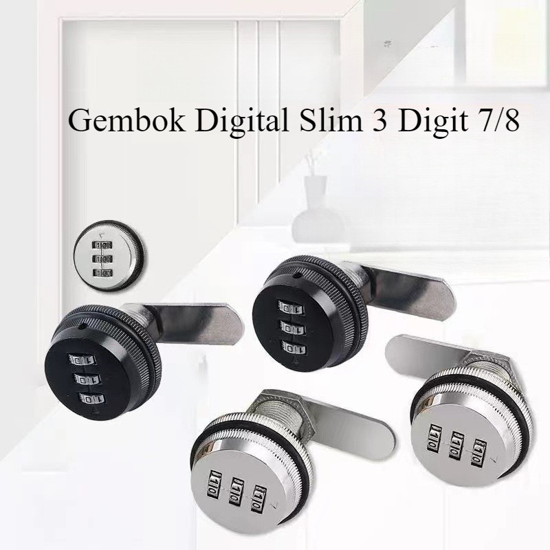 Gembok Digital Slim 3 Digit 7/8" - Kunci Lemari Anti Bobol untuk Rumah & Kantor + Bisa COD