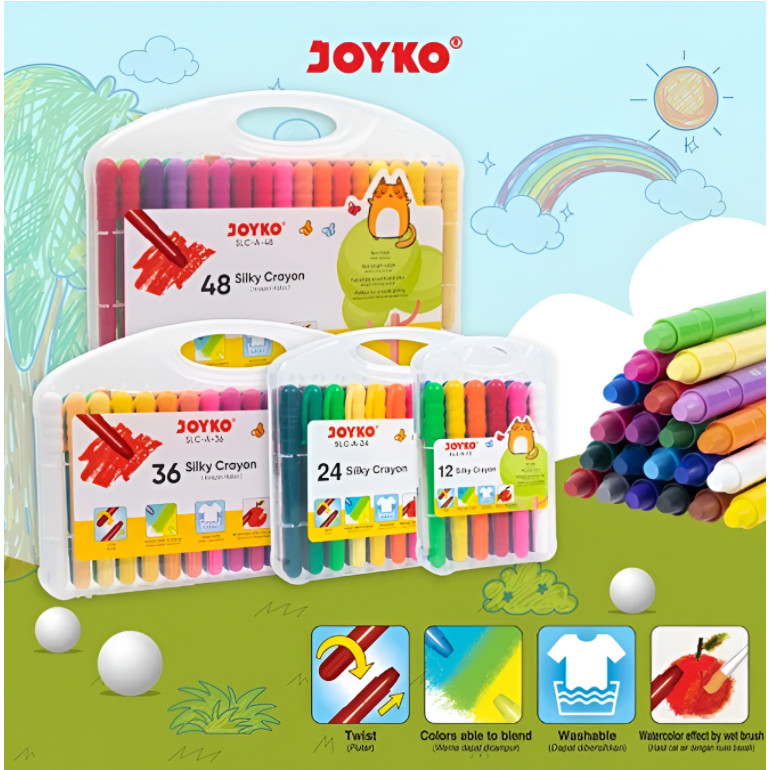 

Silky Crayon Krayon Halus Joyko SLC-A 12 24 36 48 Warna Colors