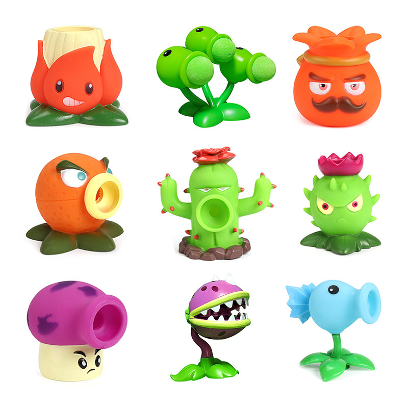 1Pcs Plants Vs Zombies PVZ 2 Soft Glue Peashooter Gatling Pea Shooter Sunflower Action Figure Model 