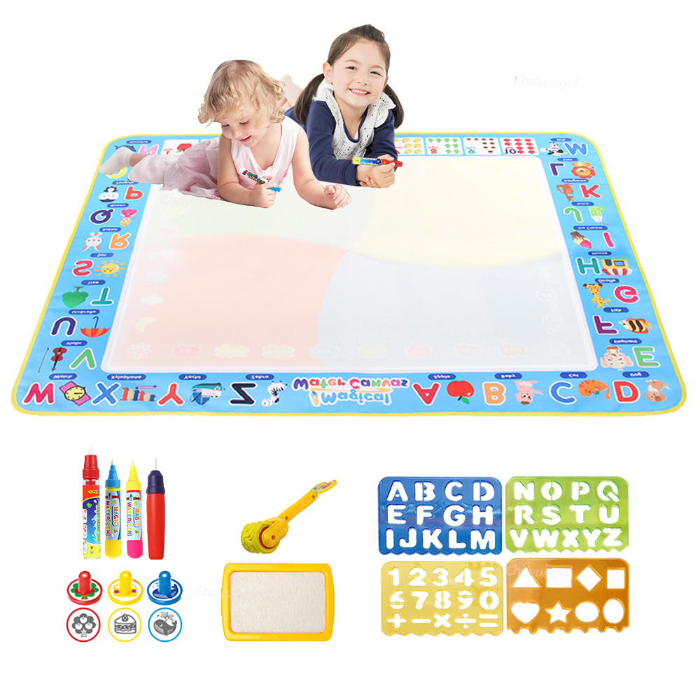 

100x80CM Magic Water Drawing Mat with Reusable Magic Pens, Drawing Board Toy for Kids, Doodle Montessori Painting 39X31 Inches