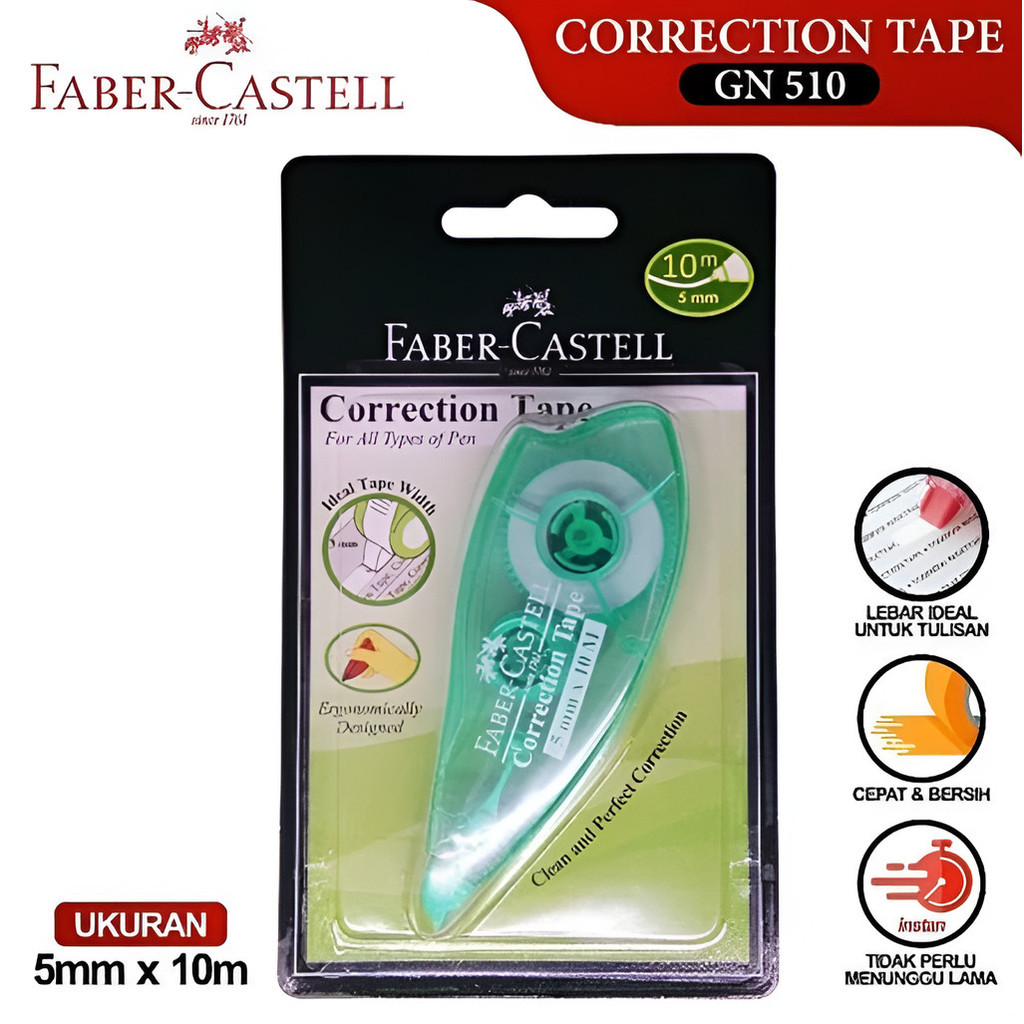 

Correction Tape Faber Castell GN 510 169400 Panjang 10 Meter - Stipo Tip-ex Tipe x Kertas