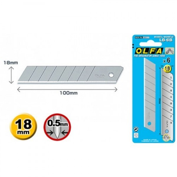 

Refill Cutter 18mm LB-6B Spare Blade (6pcs per pack) Olfa