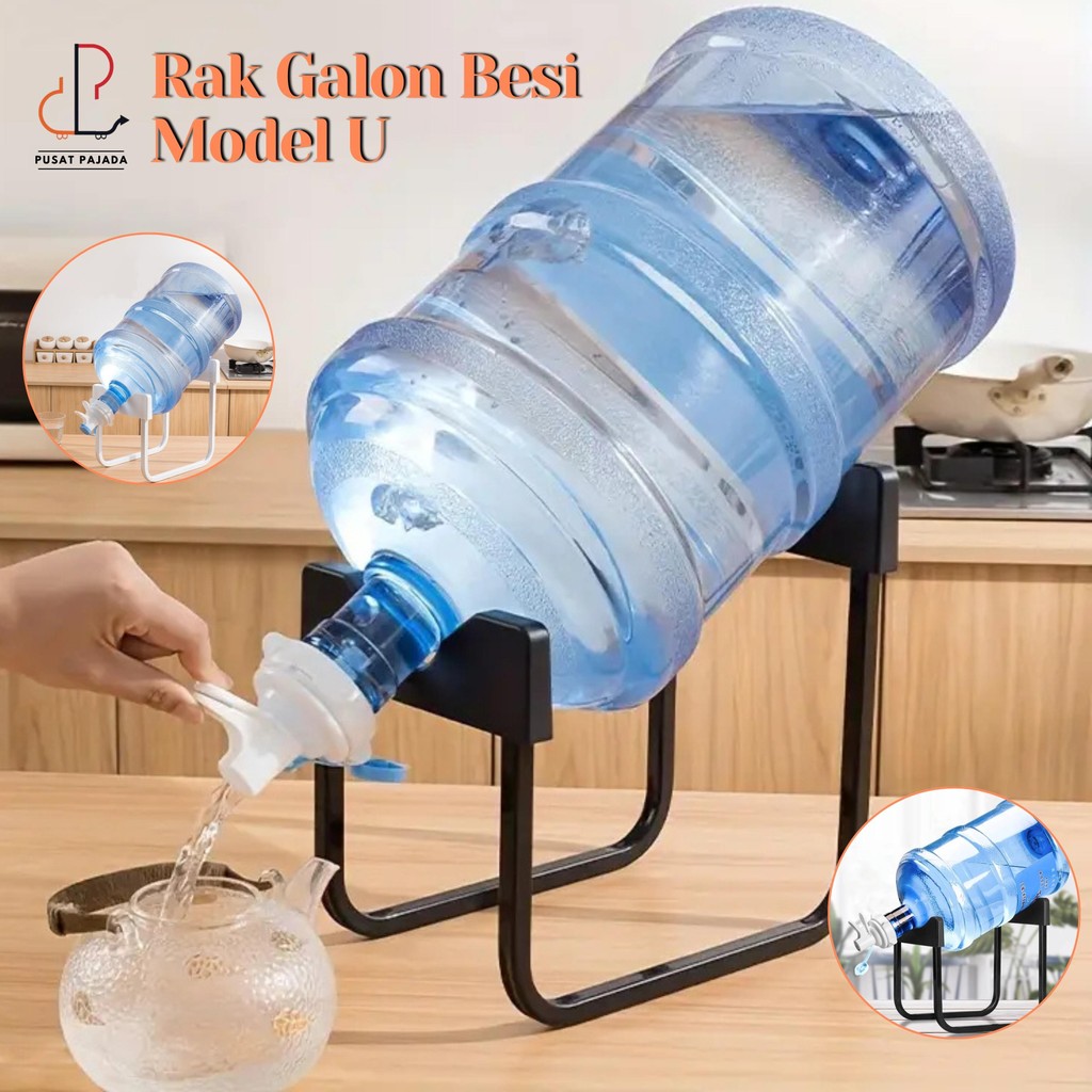 Rak Galon Miring Model U Kran Air Minum Dudukan Penyangga Minuman Kaki Galon Air Besi