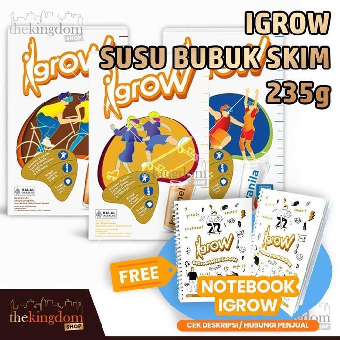 

[[PROMO]]BEST SELLER iGrow Susu Bubuk Skim Milk Minuman Pertumbuhan Rendah Lemak Tumbuh Kembang Cokelat Karamel Vanila Dairy - Cokelat