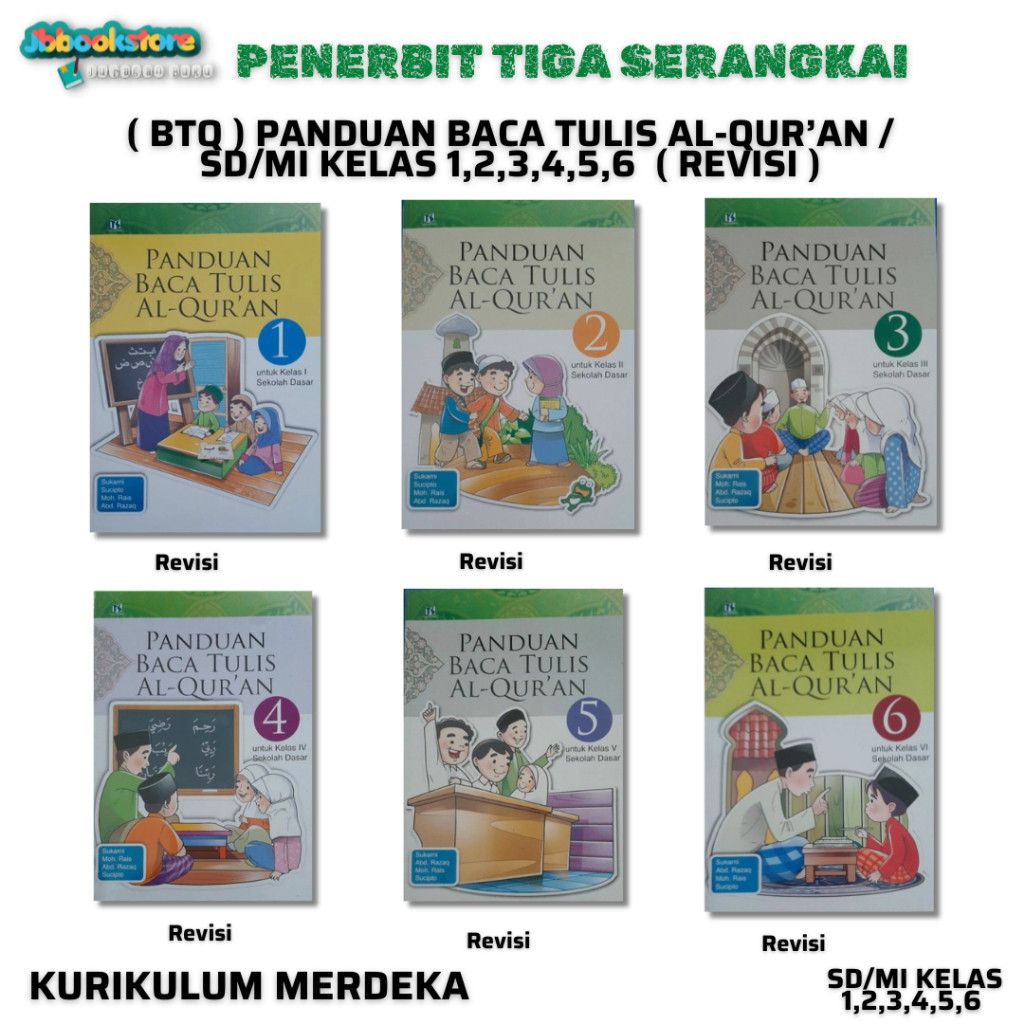 [ REVISI ] BTQ : PANDUAN BACA TULIS AL-QURAN SD/MI Kelas 1,2,3,4,5,6 / Kurikulum Merdeka / Tiga Sera