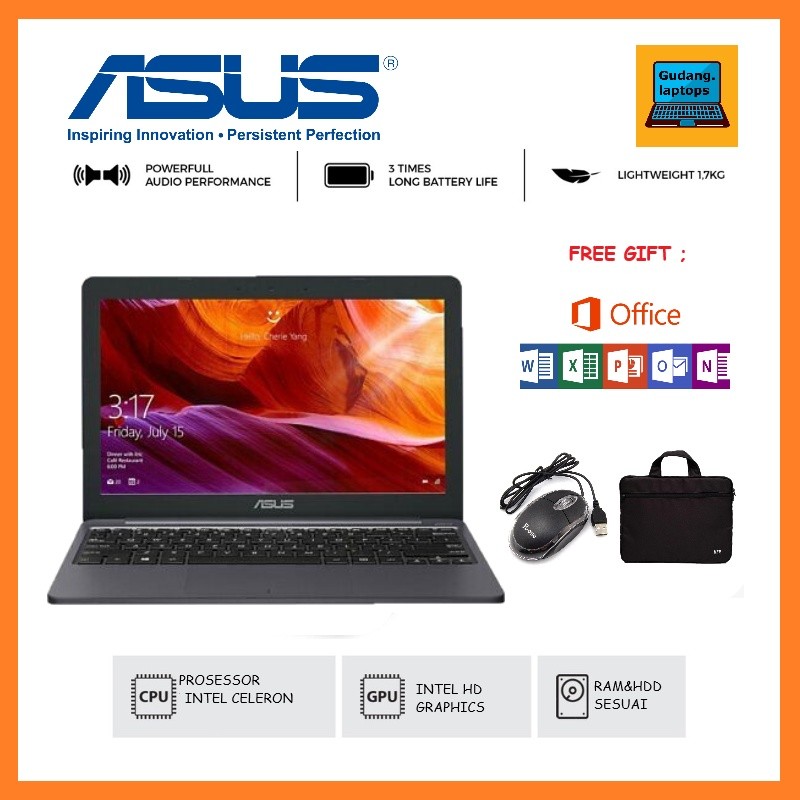 [SALE] Notebook Asus E203 RAM 4GB Windows 10 FREE MOUSE