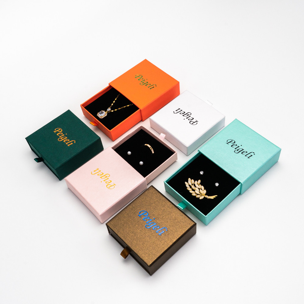 

24pcs/lot 9*9*2.5cm Paper Custom Jewelry Gift Box Personalized Logo Chic Small Earrings Packaging Bulk Drawer Cardboard Boxes