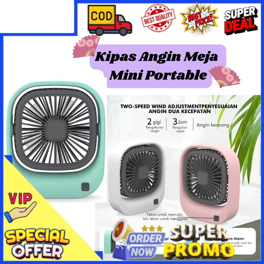 Bisa Cod Kipas Angin Meja Mini Portable Kipas Angin Kecil Duduk Cas Murah dan Lucu