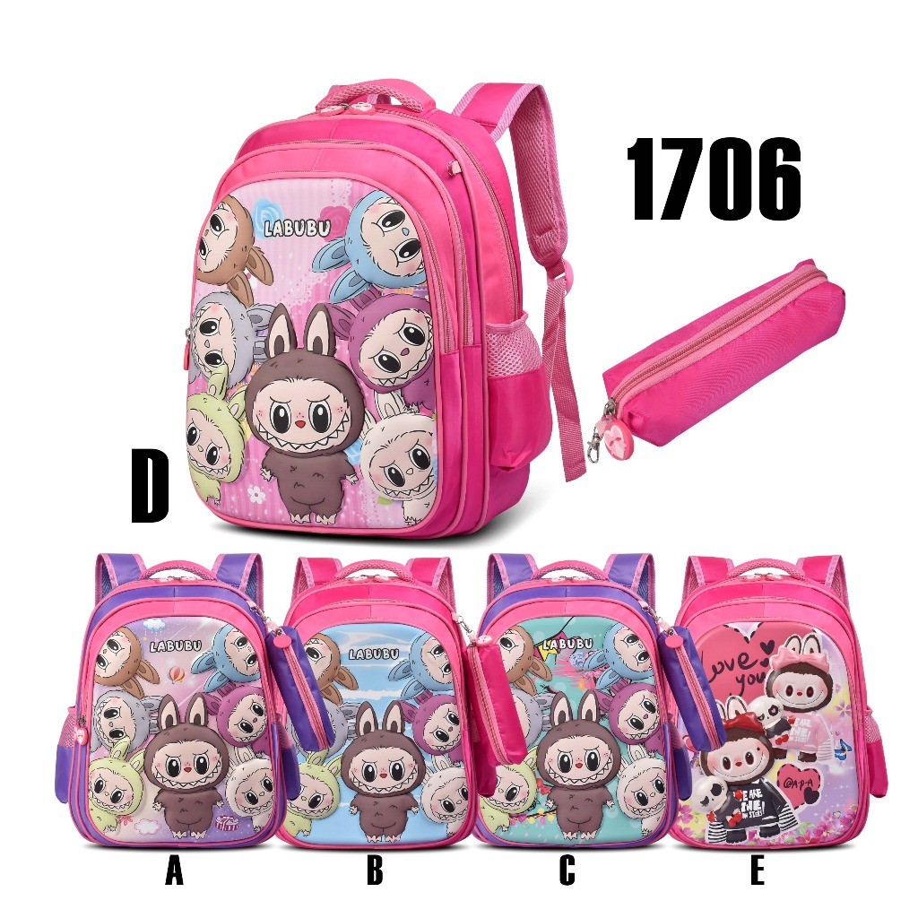 History Bags Surabaya-Tas Cartoon Labubu 1706 - 16 Inch Tas Ransel Sekolah Tas Anak SD-Tas Anak Cart