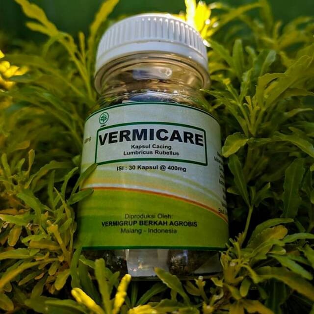 Kapsul cacing tanah isi 30/vermicare /obat herbal tipes/ obat cacing tipes / extrak cacing