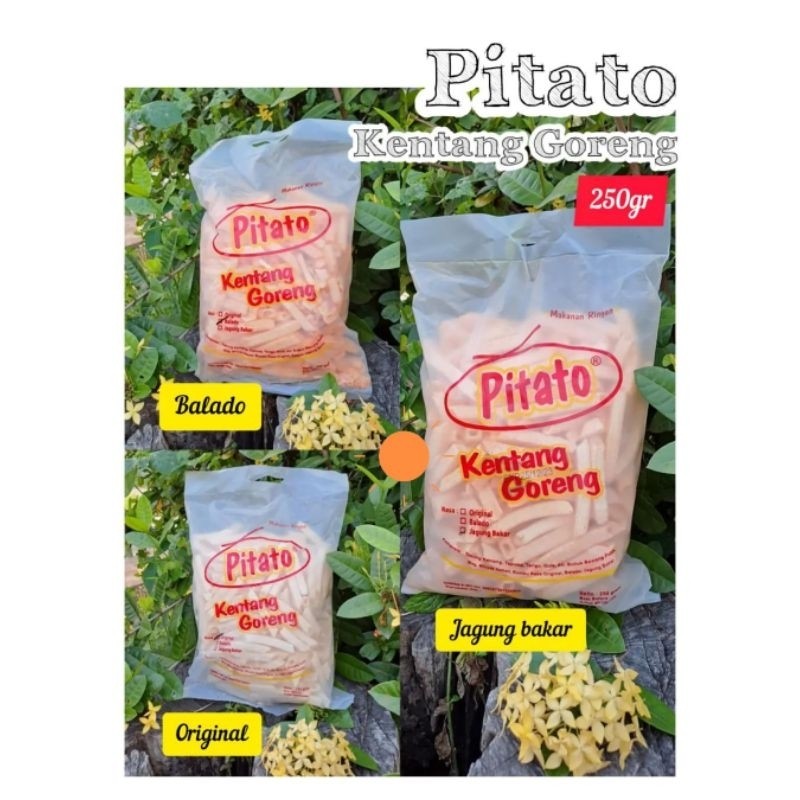 Snack Pitato Kentang Goreng Jumbo 250gram Pitato Stik Kentang Asin Enak