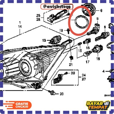 Seal Karet Gasket Bohlam Headlamp Honda Crv Gen 3, Odyssey RB1,Elysion