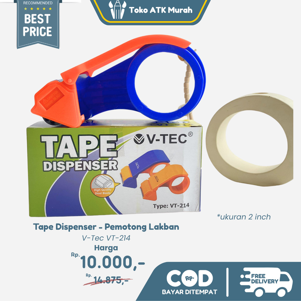 

Tape Dispenser V-Tec / Pemotong Lakban 2" VT-214