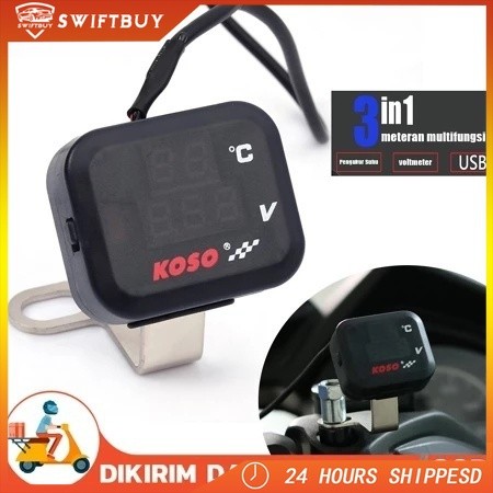 Z4i! Volt Meter Koso 3 in 1/Voltmeter 3 in 1 Koso Usb Anti Air Original/Voltmeter 3In1 Charger USB