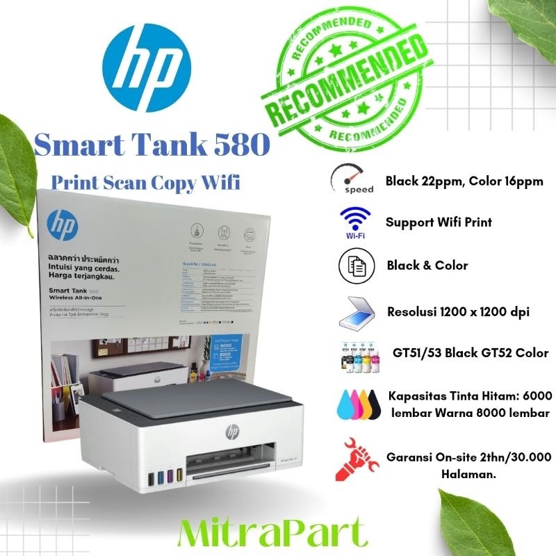

Printer HP Smart Tank 580 All in One Wifi