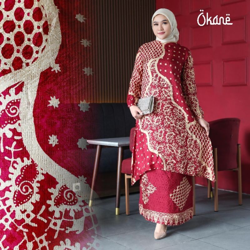 GAMIS BATIK VISCOSE WANITA DRESS KONDANGAN BAJU BATIK WANITA BAJU KONDANGAN WANITA KEKINIAN ONE SET 
