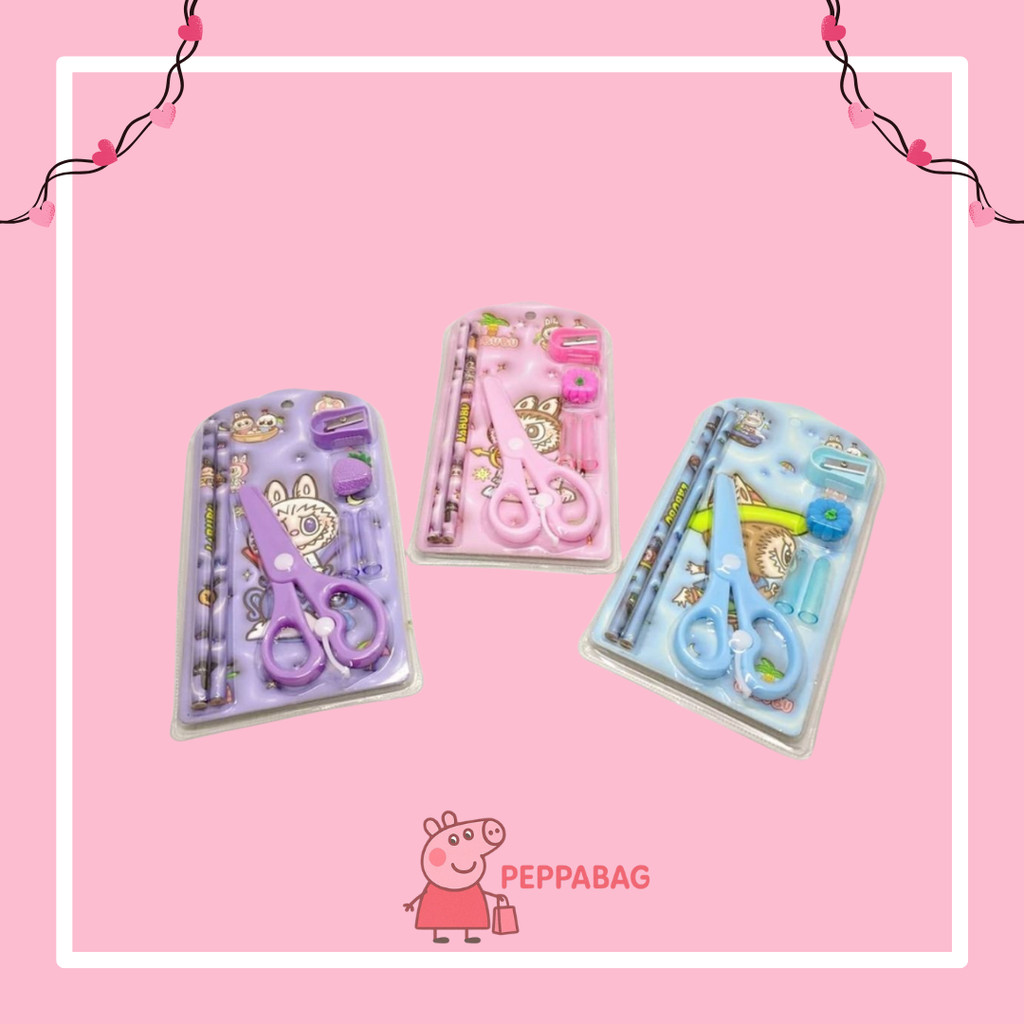 

set mika fancy karakter / alat tulis set anak sekolah penghapus penggaris serutan - ES0524