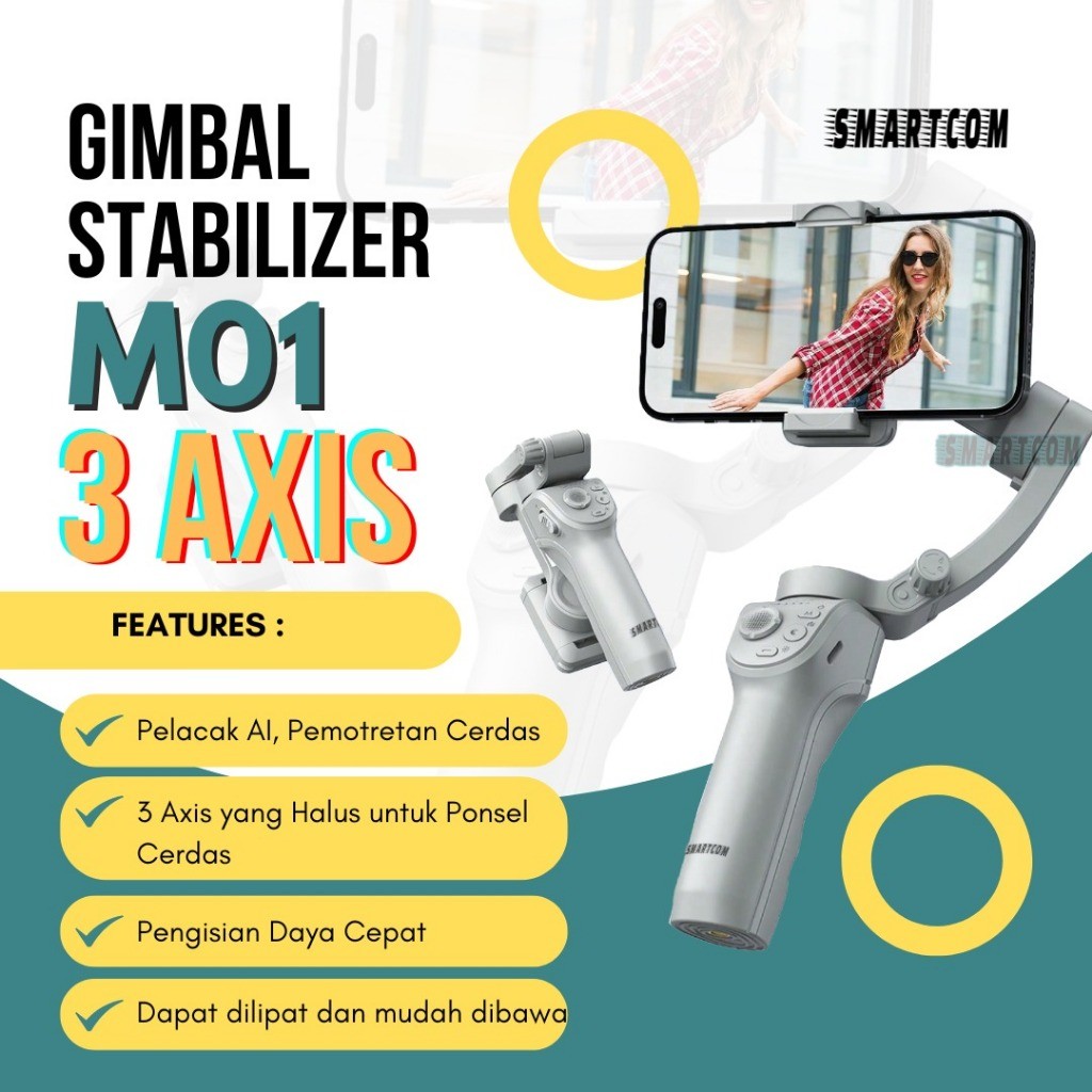 NEW < SMARTCOM > Gimbal HP 3 Axis SMARTCOM M01 Gimbal Stabilizer HP Smartphone Stabilizer Termurah P