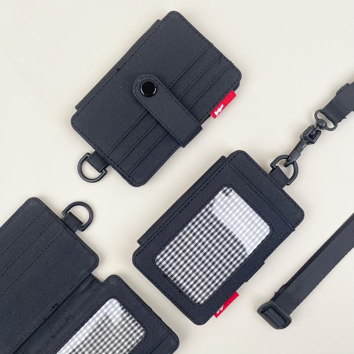 

New ID Card Holder Kain Nametag Gantung Dompet Kartu Kalung Pria Wanita - Hitam Best Seller