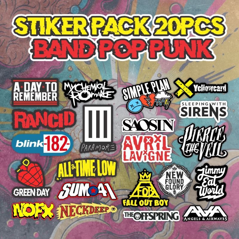 

Stiker Pack Band Pop Punk Blink182 MCR Green Day | Stiker Laptop | Stiker Helm