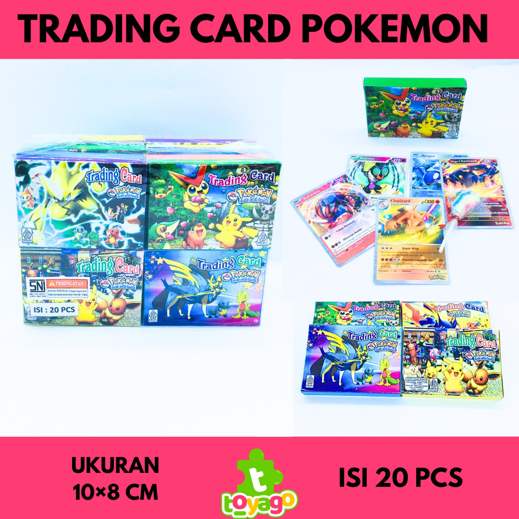 Trading card kartu pokemon berhadiah permen 20 PCS amplop (isi 5 kartu per amplop) mainan grosir mur