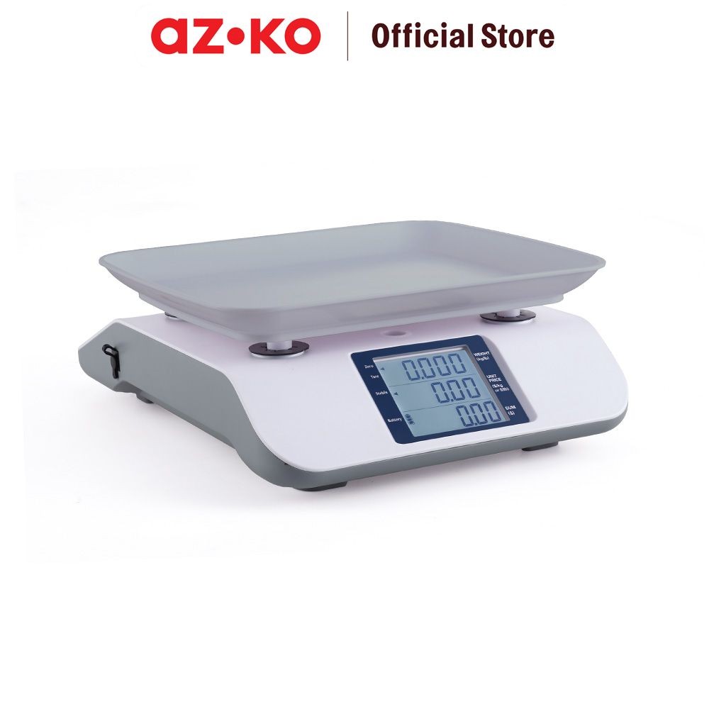 AZKO Krisbow Timbangan Digital Lcd 30 kg - Putih Alat Pengukur Berat Bahan Makanan Serbaguna Perleng