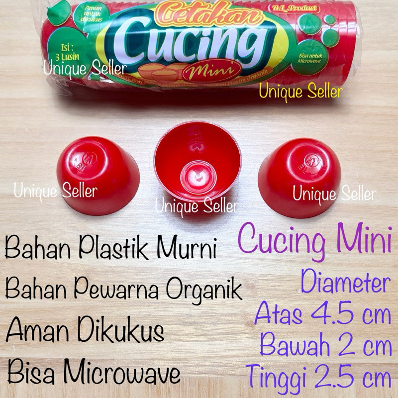 [3Lusin] Cetakan Cucing Mini 4.5 cm Merah Cetakan Kue Mangkok Apem Puding Telor Talam Putu Ayu Bolu