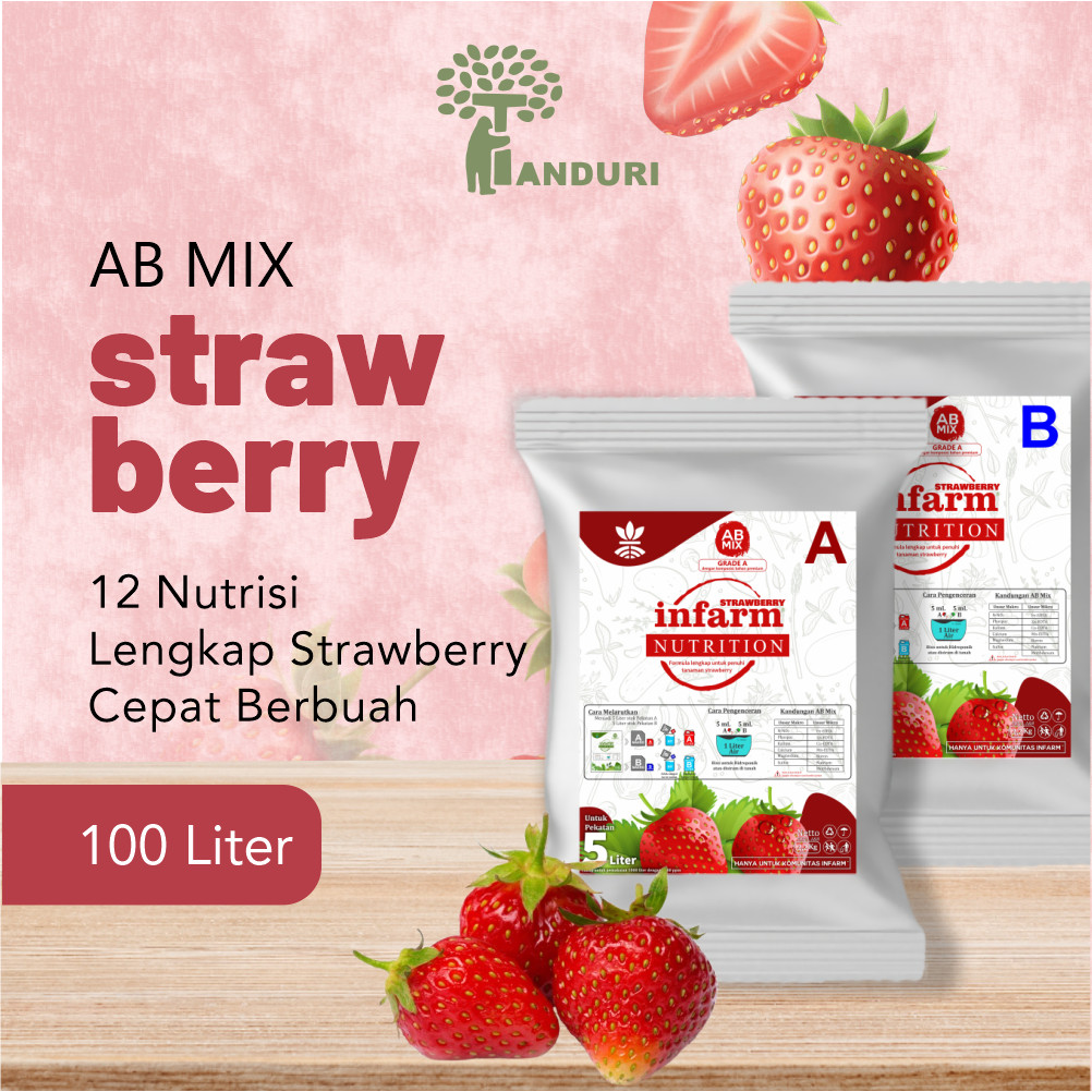 INFARM - Nutrisi Tanaman AB Mix Strawberry 1000 Liter  Pupuk untuk hidroponik dan Tanah, Pupuk Buah 