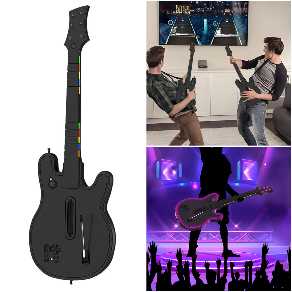 Wireless Guitar Controller 2.4G Console Remote Joystick with Strap & Wireless Dongle Guitar Handle f