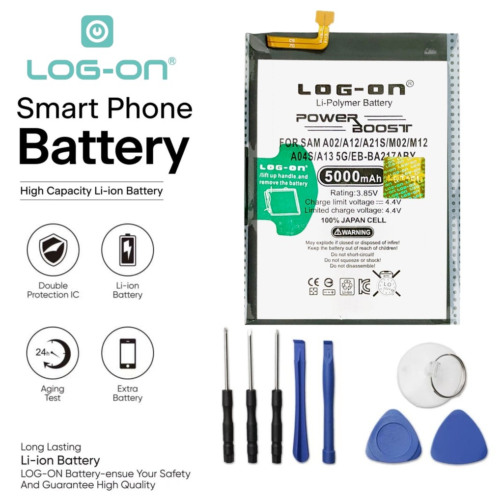 Log On - Samsung A02/A12/A04S/M02/A13/A21S EB-BA217ABY Power Boost Double IC Protection Battery Bate