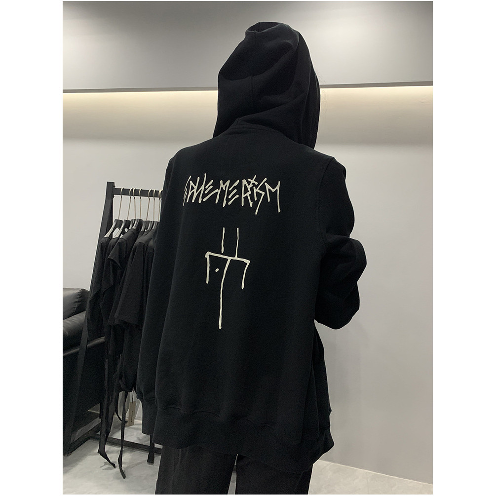 Rick Hoodie Men Streetwear Back Printed Owens Hoody High Street Loose Zip Hoodies Dark Style Punk Ja