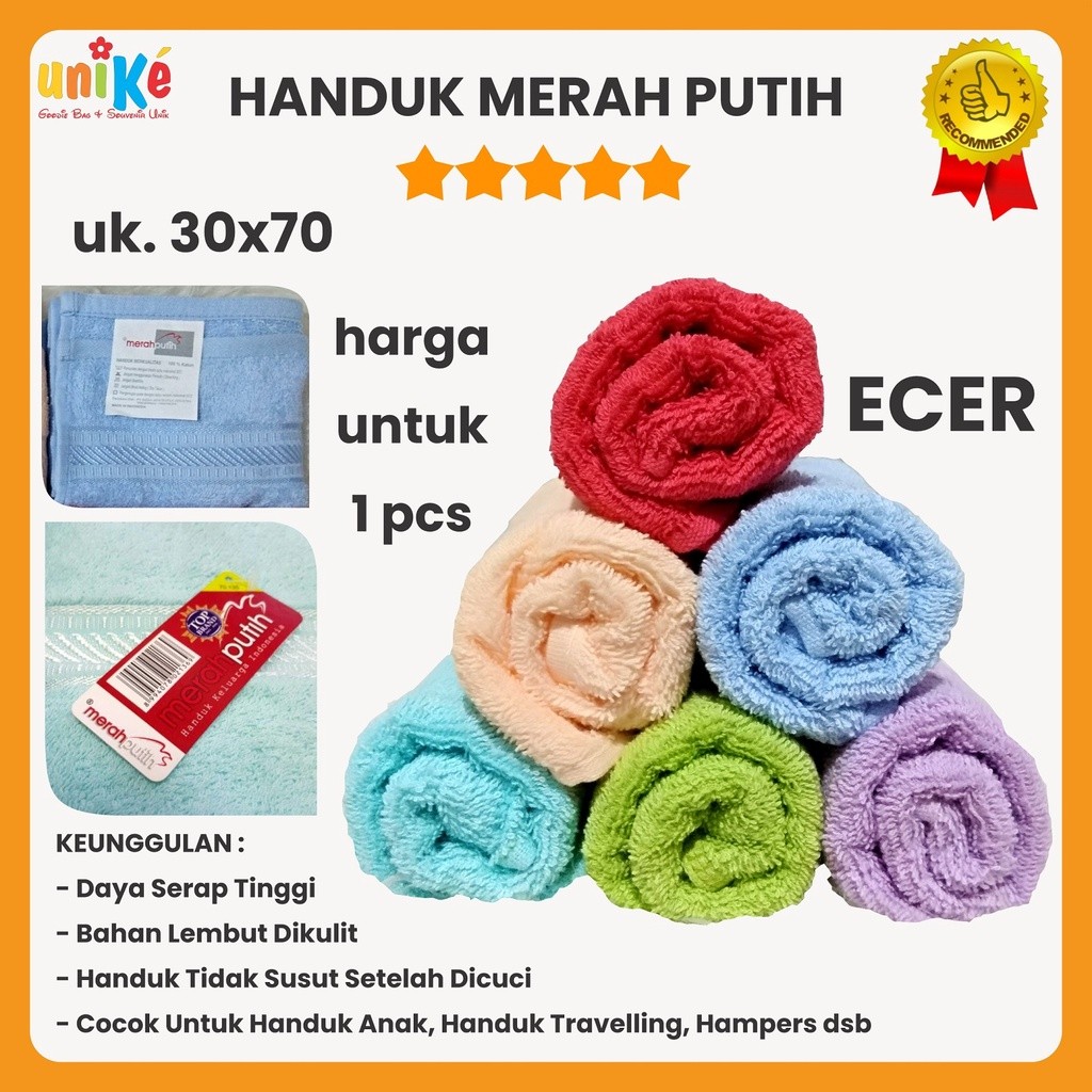 HANDUK MERAH PUTIH POLOS 30x70 ECER Souvenir Ultah Anak Wedding Natal TERMURAH