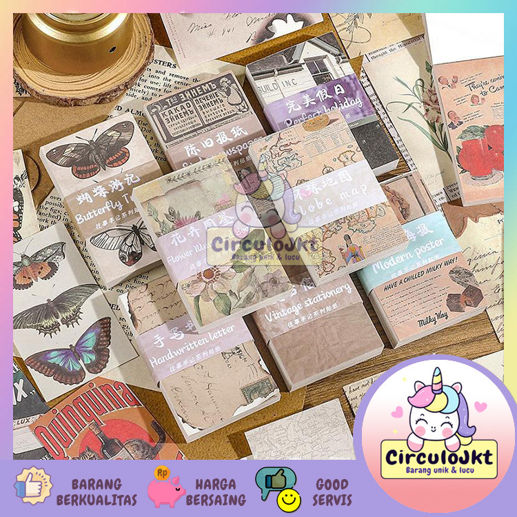 

60 pcs Handbook deco paper notes collection vintage retro kawai aesthetic kertas hias dekorasi ide jurnal