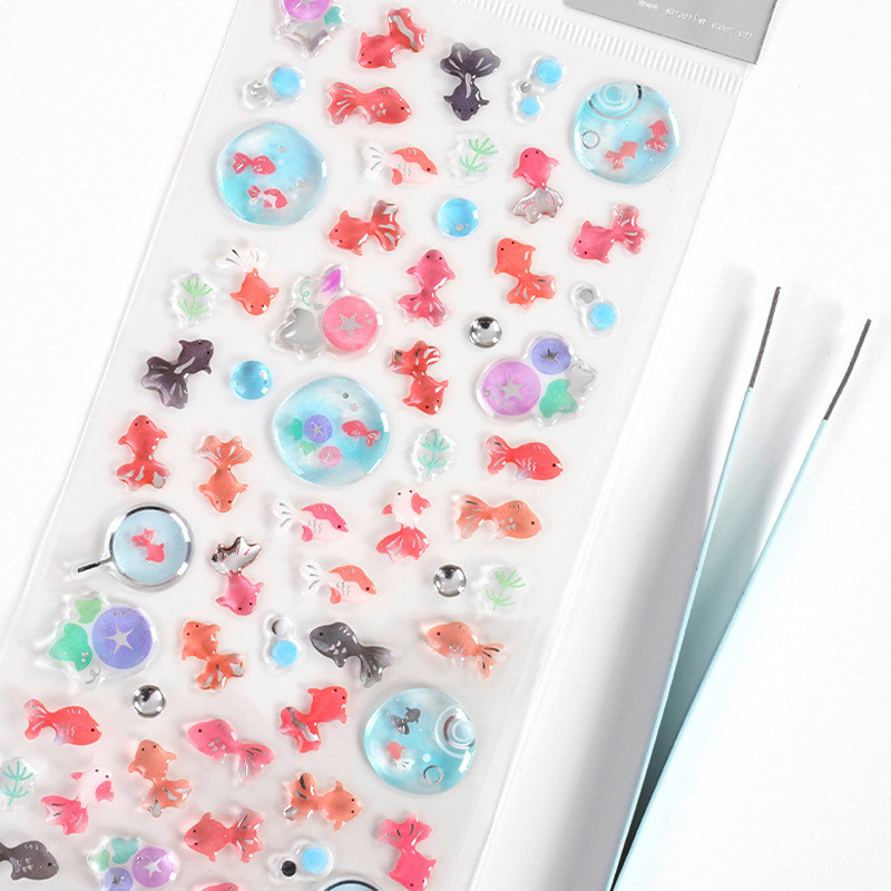 

1 sheet Japan Goldfish Epoxy Crystal Glue Sticker Phone Case Sticker Diary Notebook Decoration Creative Gifts