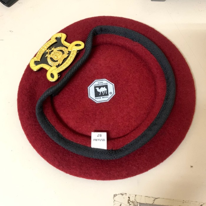 DISKON COD Topi Baret Reserse / Reskrim / Serse + Emblem,  Camel Asli Onta Hitam - 56