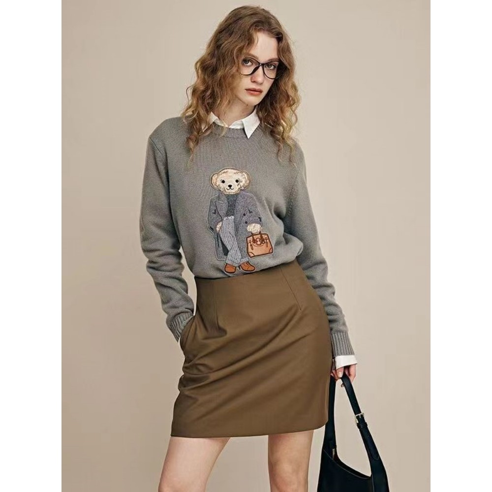Spring Cashmere Women's Pullover Ralph Bear Sweater Stylish Casual Loose Fit O-Neck Knit Lauren Bear