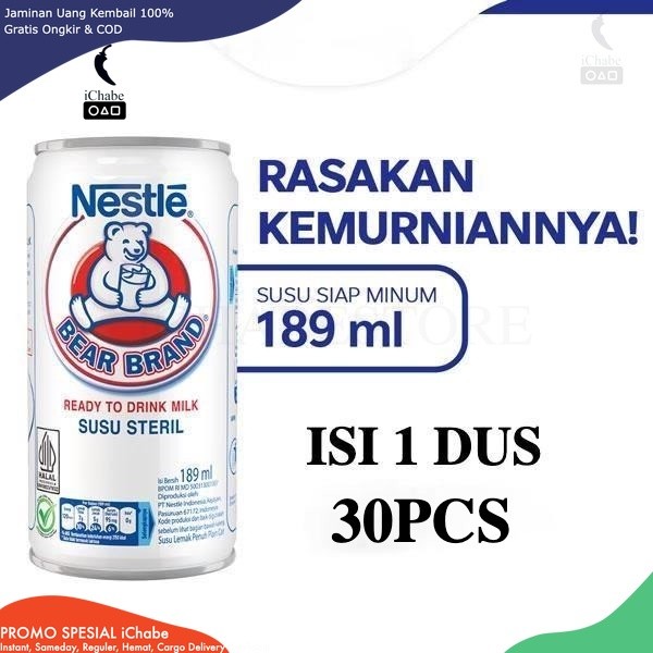 

[Tokome23] COD (1DUS/30PCS) BEAR BRAND Susu Kaleng Susu Beruang Susu Steril 189ml